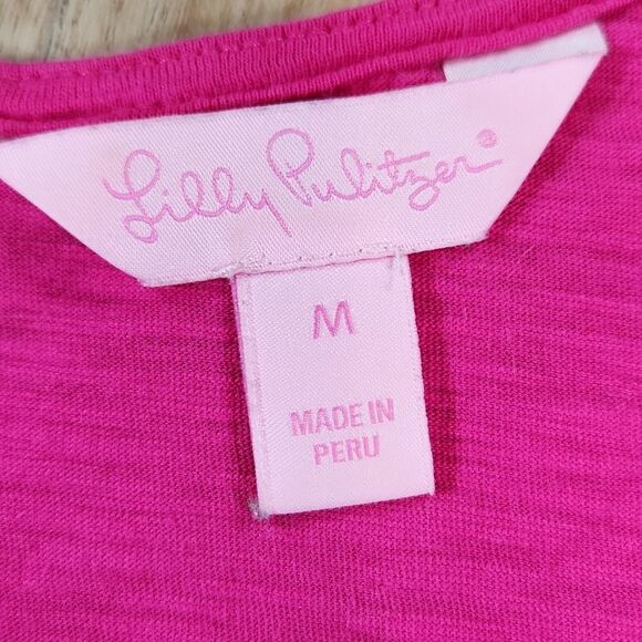 🔸️Lilly Pulitzer Blue & Pink Hart Lips Sleeveless Top Small - Picture 10 of 12